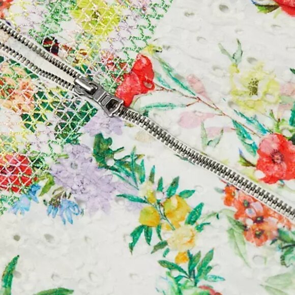 Alice + Olivia 'Kristie' Puff-Sleeve Mini-Dress, Off White/Multicolor - Picture 6 of 6